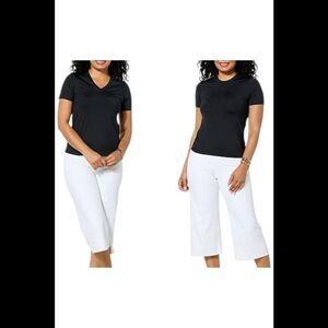 Joy Collection Women's Two Performance Tees w/ Headband Black - Regular